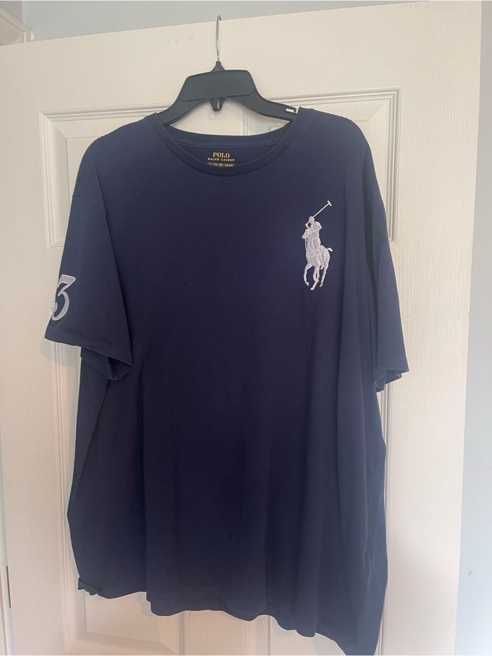 Polo by Ralph Lauren Navy Tee with White Pony & Sleeve Number
